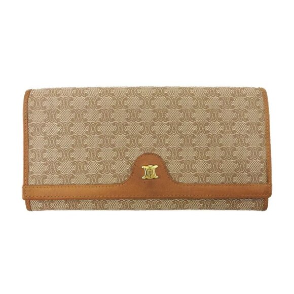 Celine long wallet macadam beige PVC x leather Authentic USED - Picture 1 of 11